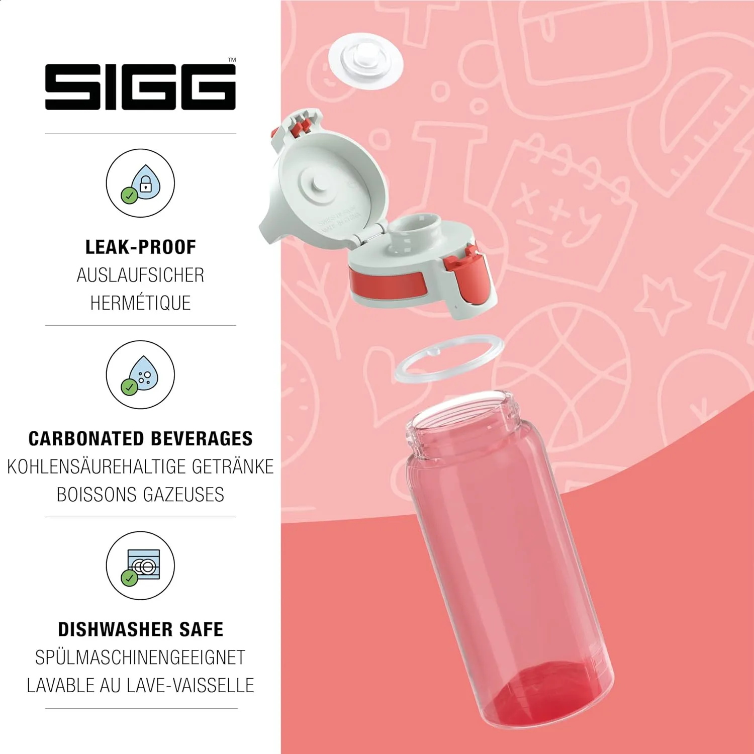 SIGG - Kids Water Bottle - VIVA ONE - Made in Germany - Dishwasher Safe - Carbonated Drinks - Sports & School - 17 Oz