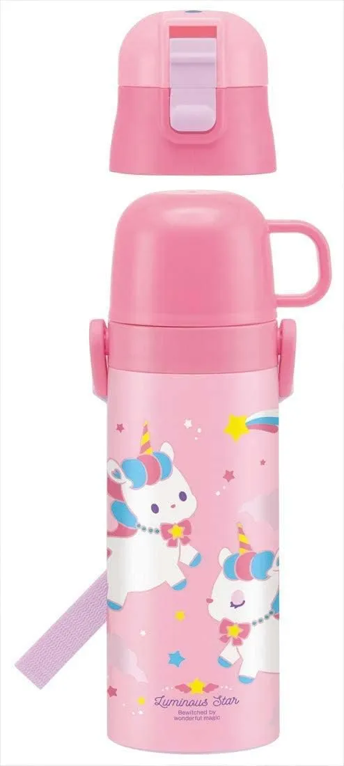 Skater SKDC4 Children's 2-Way Stainless Steel Kids Water Bottle with Cup, Unicorn, 15.2 fl oz (430 ml), Girls