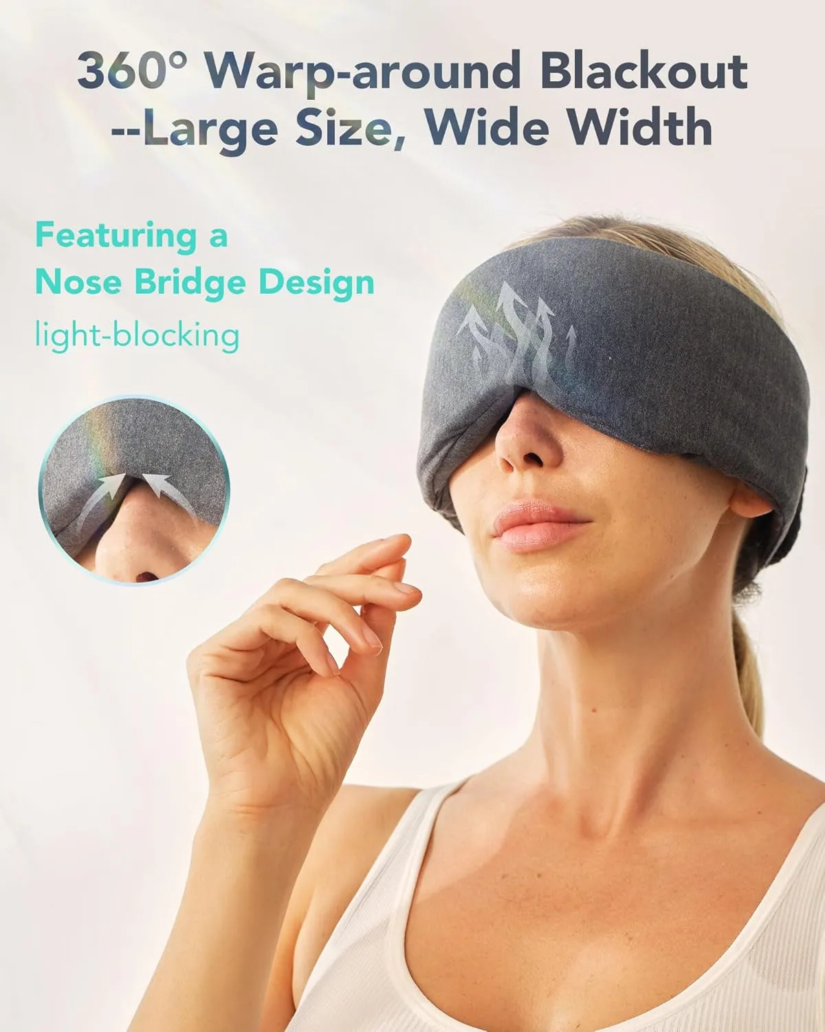 SKG Restore Sleep Mask-100% Sleep Mask Blackout for Men Women, International Travel Essential, Large Size with Wide Width, for Sleep/Travel/Rest/Workshift/Gift