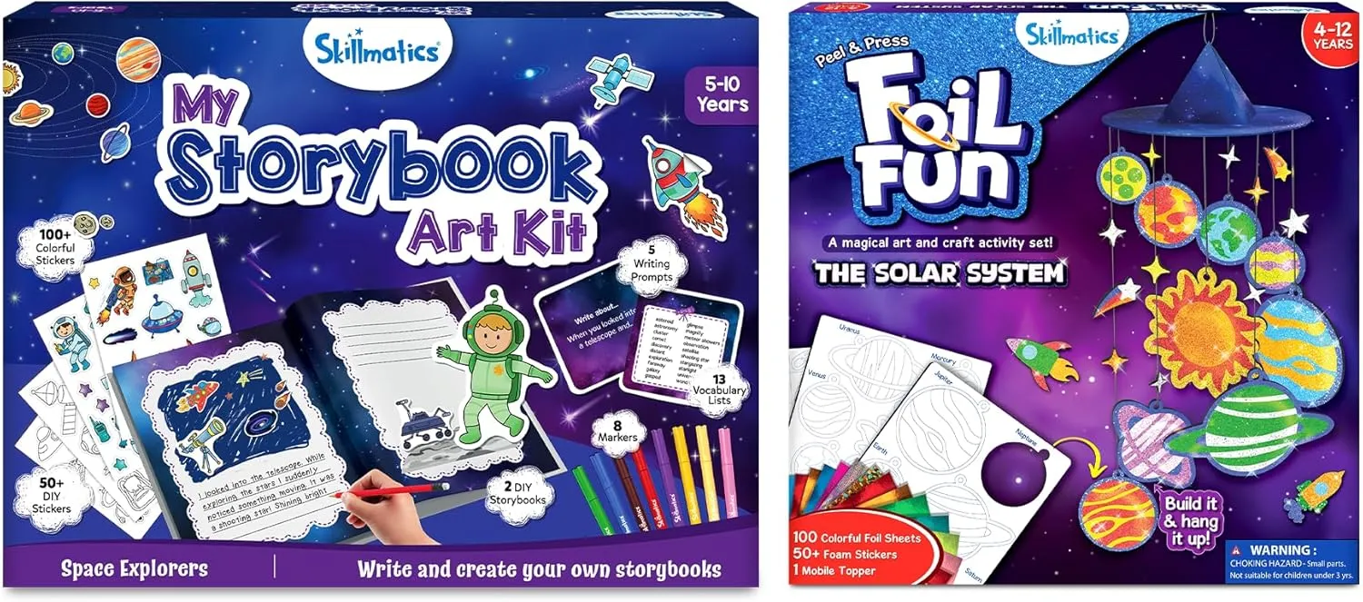 Skillmatics My Storybook Art Kit & Foil Fun Solar System Bundle, DIY Craft Kits for Kids, Creative Activities, Gifts for Boys & Girls Ages 4, 5, 6, 7, 8, 9, 10, 11, 12