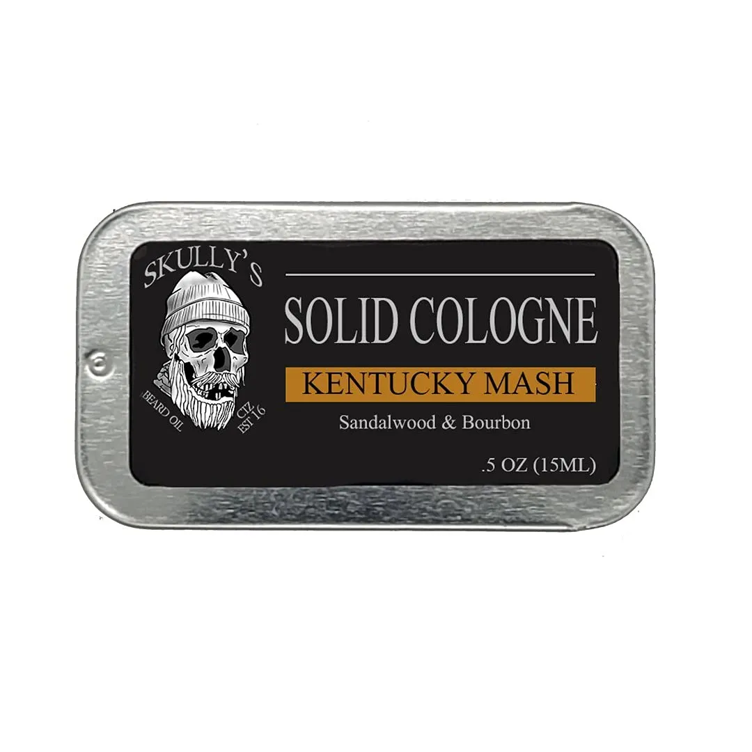 Skullys Beard Oil Solid Cologne Balm, Kentucky Mash (Sandalwood and Bourbon Fragrance) (0.5 oz) Concentrated Mens Cologne