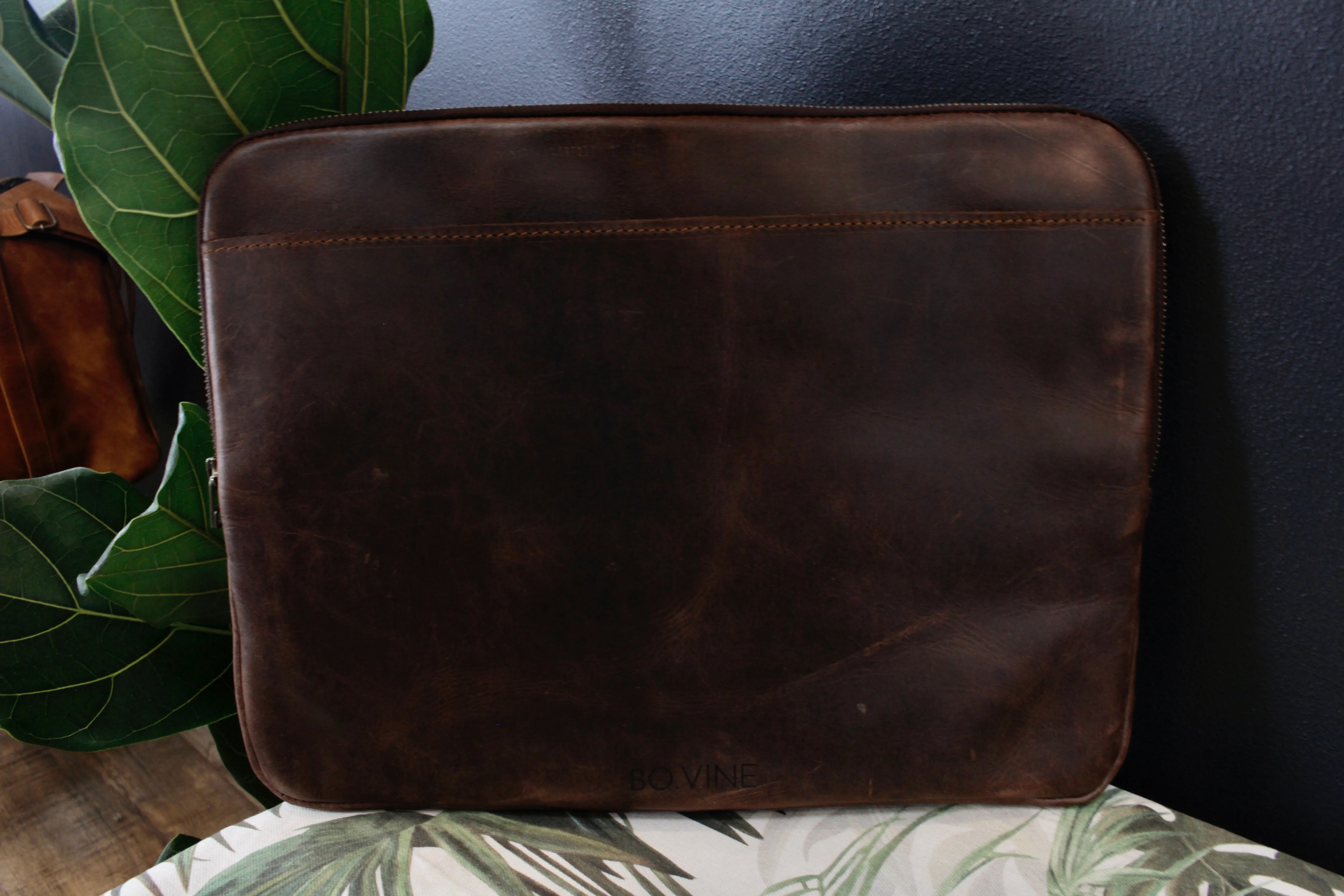 Sleek Leather Laptop Sleeve