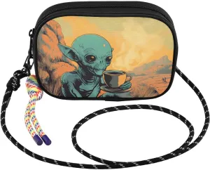 Small Crossbody Bags Coffee Alien Landscape for Women Cell Phone Purses Shoulder Bag Handbag with Adjustable Strap