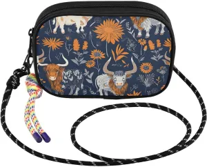 Small Crossbody Bags Cows Grass Orange for Women Cell Phone Purses Women's Shoulder Handbag Wallet Purse