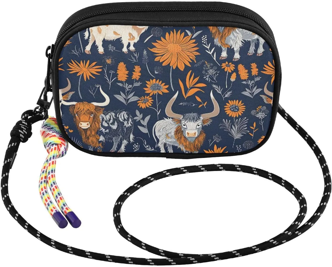 Small Crossbody Bags Cows Grass Orange for Women Cell Phone Purses Women's Shoulder Handbag Wallet Purse