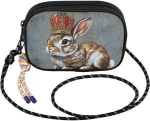 Small Crossbody Bags Crown Rabbit Vintage for Women Cell Phone Purses Shoulder Bag Handbag with Adjustable Strap