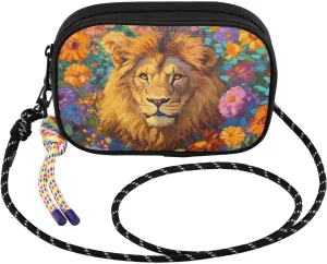 Small Crossbody Bags Lion Head Garden for Women Cell Phone Purses Shoulder Bag Handbag with Adjustable Strap