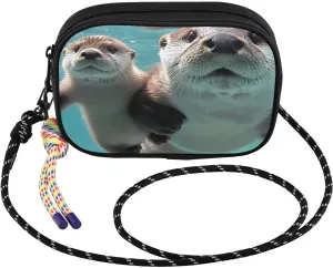 Small Crossbody Bags Otters Swim Underwater for Women Cell Phone Purses Shoulder Bag Handbag with Adjustable Strap