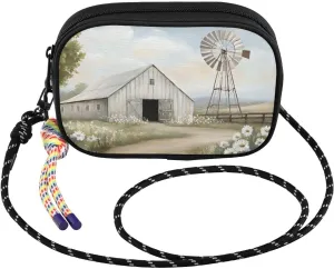 Small Crossbody Bags Windmill Barn Landscape for Women Cell Phone Purses Shoulder Bag Handbag with Adjustable Strap