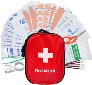 Small First Aid Kit,Travel Essentials for Home Car Businesses with Bandaids Gauze Rolls,Emergency Survival Kit for Vacation International Travel Must Haves,Medical Kit A004