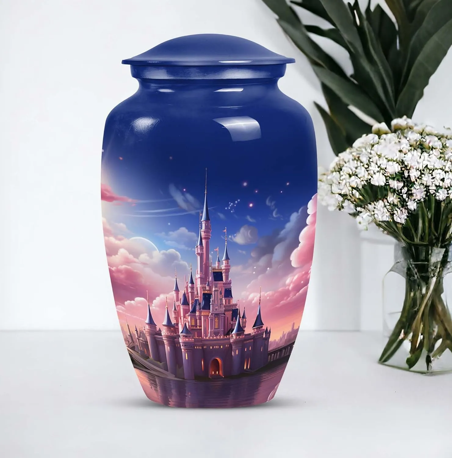 Small Urns Castle - Urns for Human Ashes - Burial Urn for Ashes - - Combo of 1 Large Urn with Velvet Bag and 1 Small - Cremation Ash Urns Mini - Memorial Urn Small - Funeral Urn - Mom Urn
