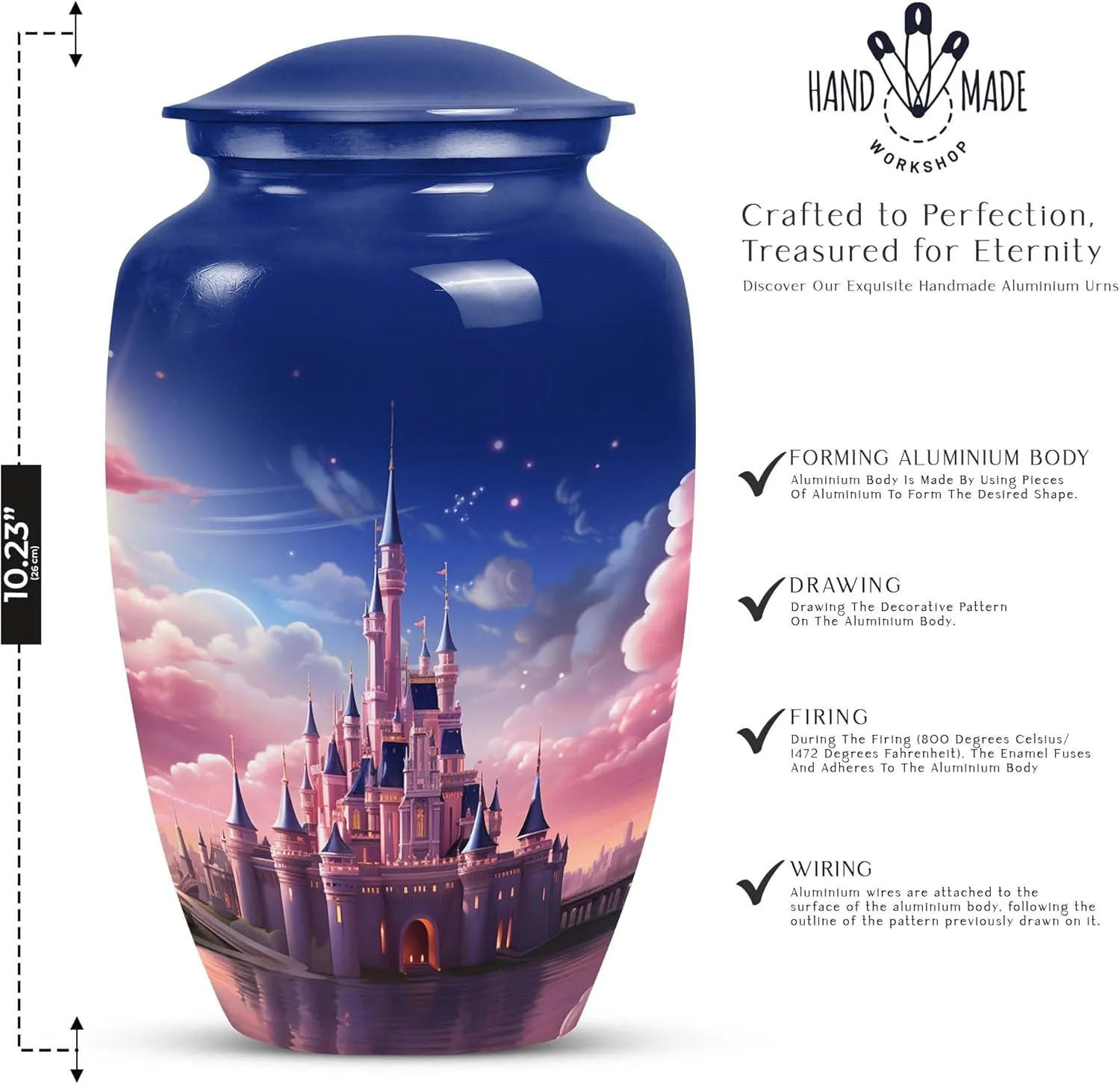 Small Urns Castle - Urns for Human Ashes - Burial Urn for Ashes - - Combo of 1 Large Urn with Velvet Bag and 1 Small - Cremation Ash Urns Mini - Memorial Urn Small - Funeral Urn - Mom Urn