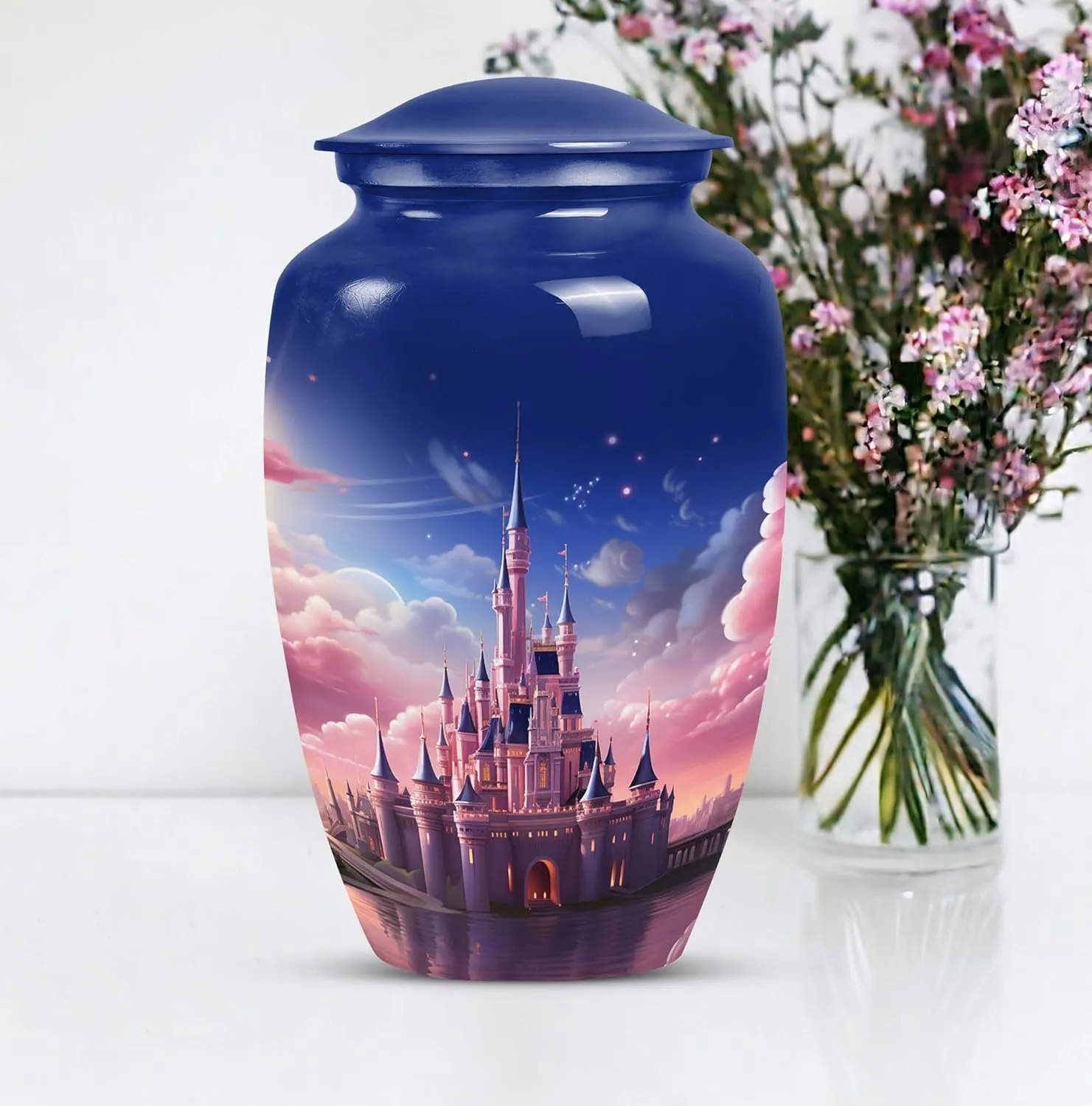 Small Urns Castle - Urns for Human Ashes - Burial Urn for Ashes - - Combo of 1 Large Urn with Velvet Bag and 1 Small - Cremation Ash Urns Mini - Memorial Urn Small - Funeral Urn - Mom Urn