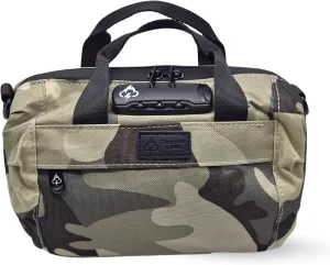 Smell Proof Duffle Bag with Anti Theft Combo Lock, Removable Shoulder Strap, Water Resistant, Ultra Durable Double Gasket Zippers   Premium Hardware (Grey Camo, 9-Inch (9" x 5" x 4"))
