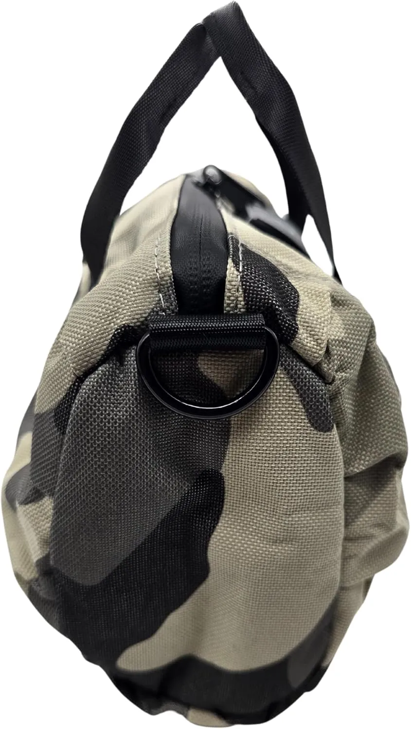 Smell Proof Duffle Bag with Anti Theft Combo Lock, Removable Shoulder Strap, Water Resistant, Ultra Durable Double Gasket Zippers   Premium Hardware (Grey Camo, 9-Inch (9" x 5" x 4"))