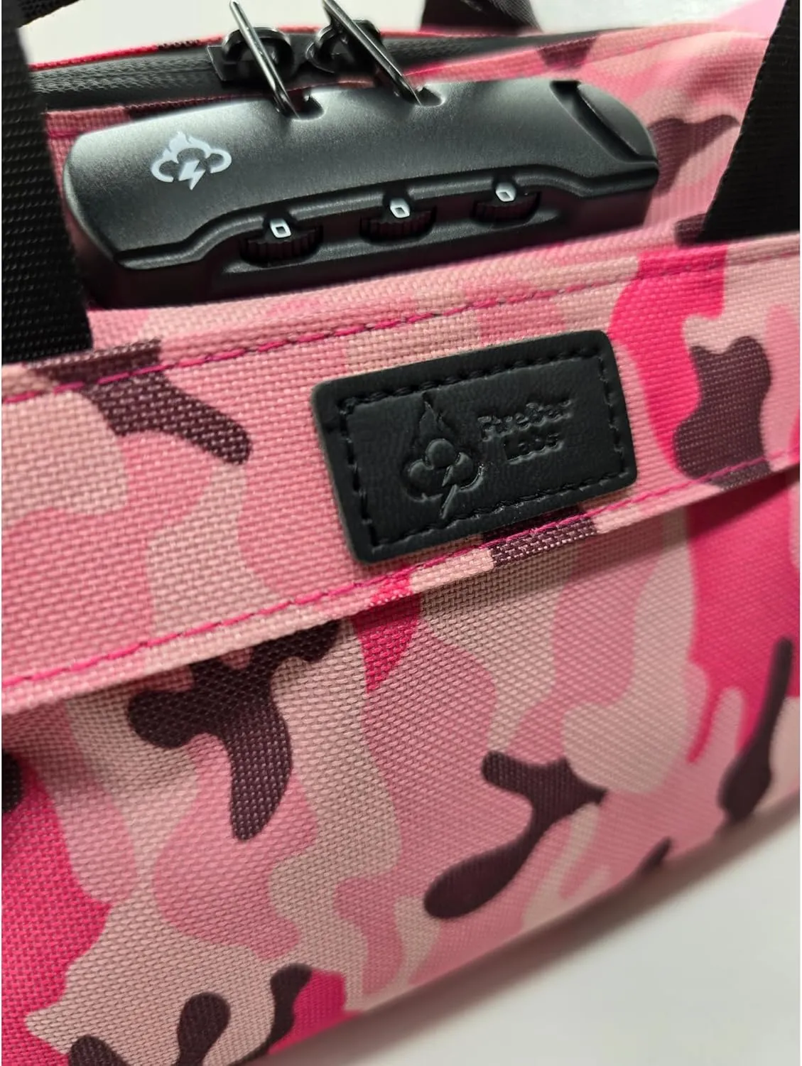 Smell Proof Duffle Bag with Anti Theft Combo Lock, Removable Shoulder Strap, Water Resistant, Ultra Durable Double Gasket Zippers   Premium Hardware (Pink Camo, 9-Inch (9" x 5" x 4"))