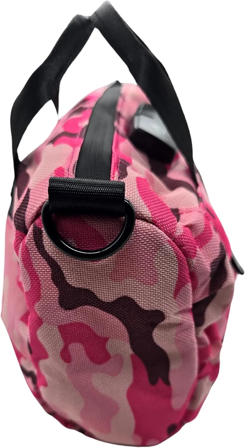Smell Proof Duffle Bag with Anti Theft Combo Lock, Removable Shoulder Strap, Water Resistant, Ultra Durable Double Gasket Zippers   Premium Hardware (Pink Camo, 9-Inch (9" x 5" x 4"))