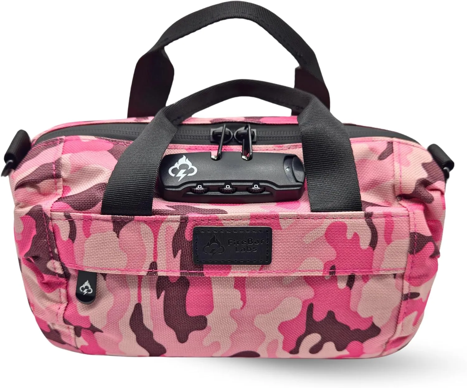 Smell Proof Duffle Bag with Anti Theft Combo Lock, Removable Shoulder Strap, Water Resistant, Ultra Durable Double Gasket Zippers   Premium Hardware (Pink Camo, 9-Inch (9" x 5" x 4"))