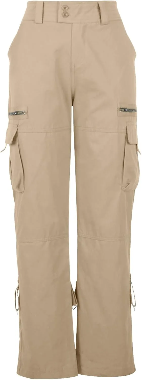 SMIDOW Baggy Parachute Pants for Women Low Rise Wide Leg Cargo Pant Military Army Combat Work Trousers with Pockets