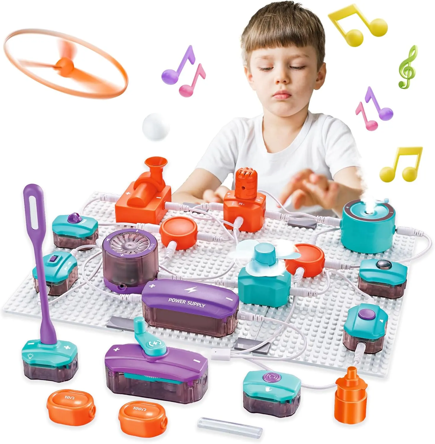SMILESSKIDDO Circuit Board for Kids, 45 PCS DIY Electronics Exploration Kit with 100  Projects, Physics Science Experiments, School Family STEM Educational Toy Gift for Kids 6 
