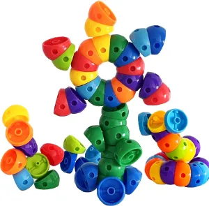 Snap n Twist Building Toys - Wocky Blocks - 80 Piece STEM Snap Cubes for Preschool & Elementary School, Tactile Sensory Toys for Boys & Girls, Ages 3 