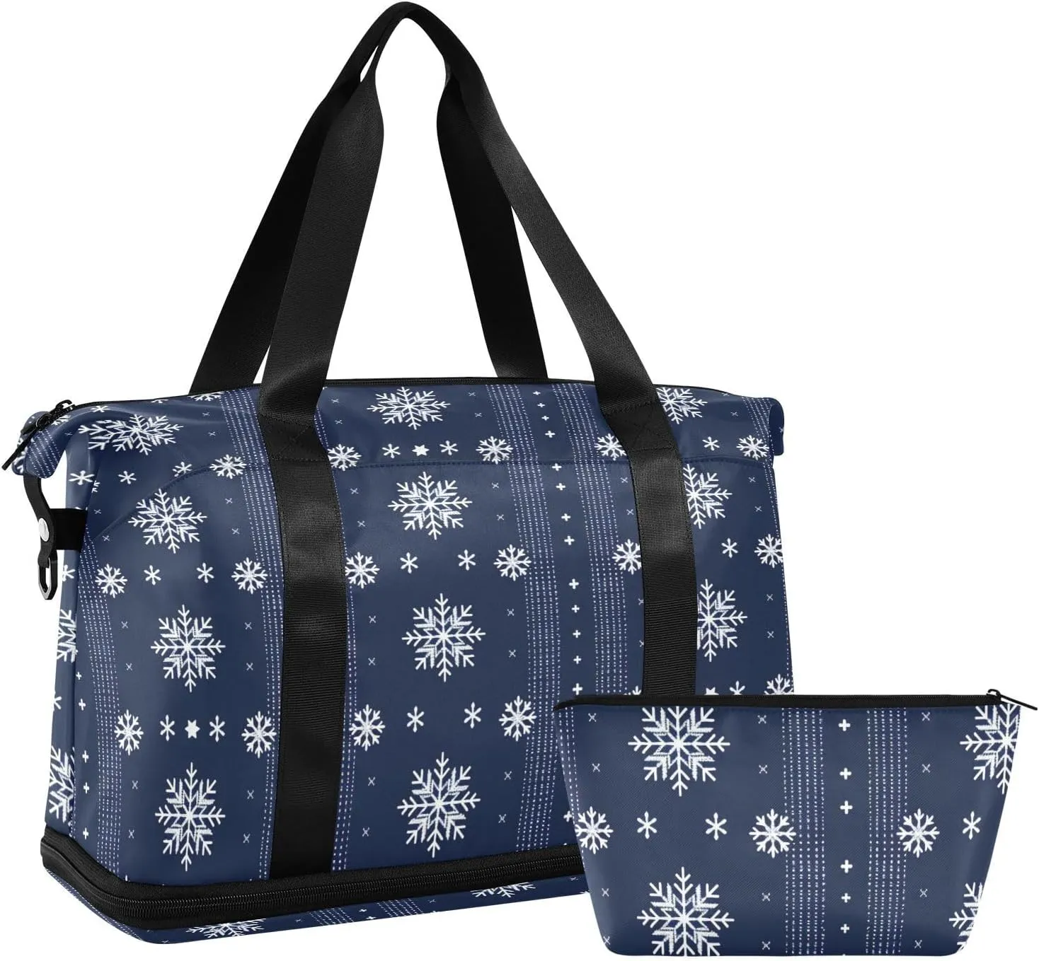 snowflakes Duffel Bags Overnight Bags Sport Training Bag with Adjustable Strap for Business Trips Foldable