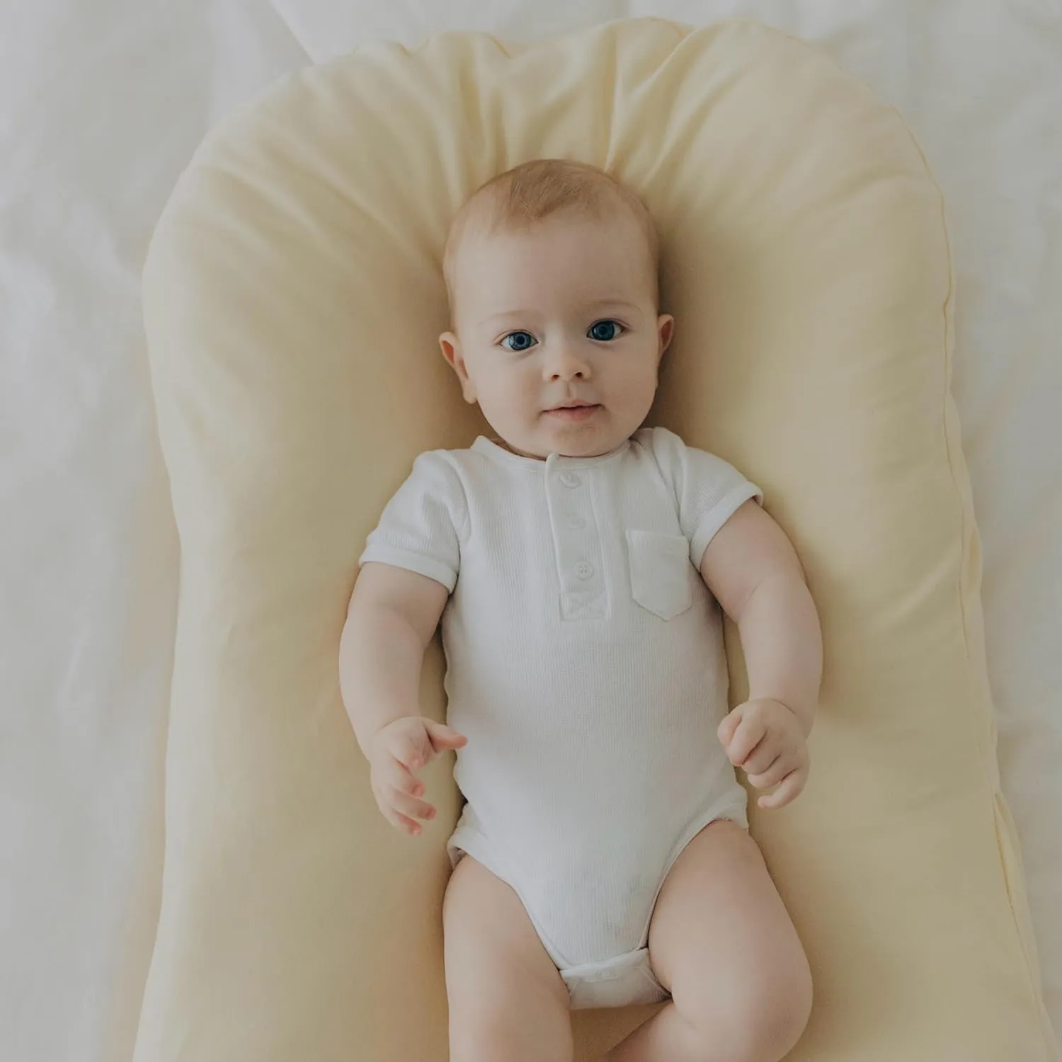 Snuggle Style Baby Nest, Baby Lounger, Organic Cotton Lounger for Baby, Breathable Portable Secure - Snuggle Collection (Cream)