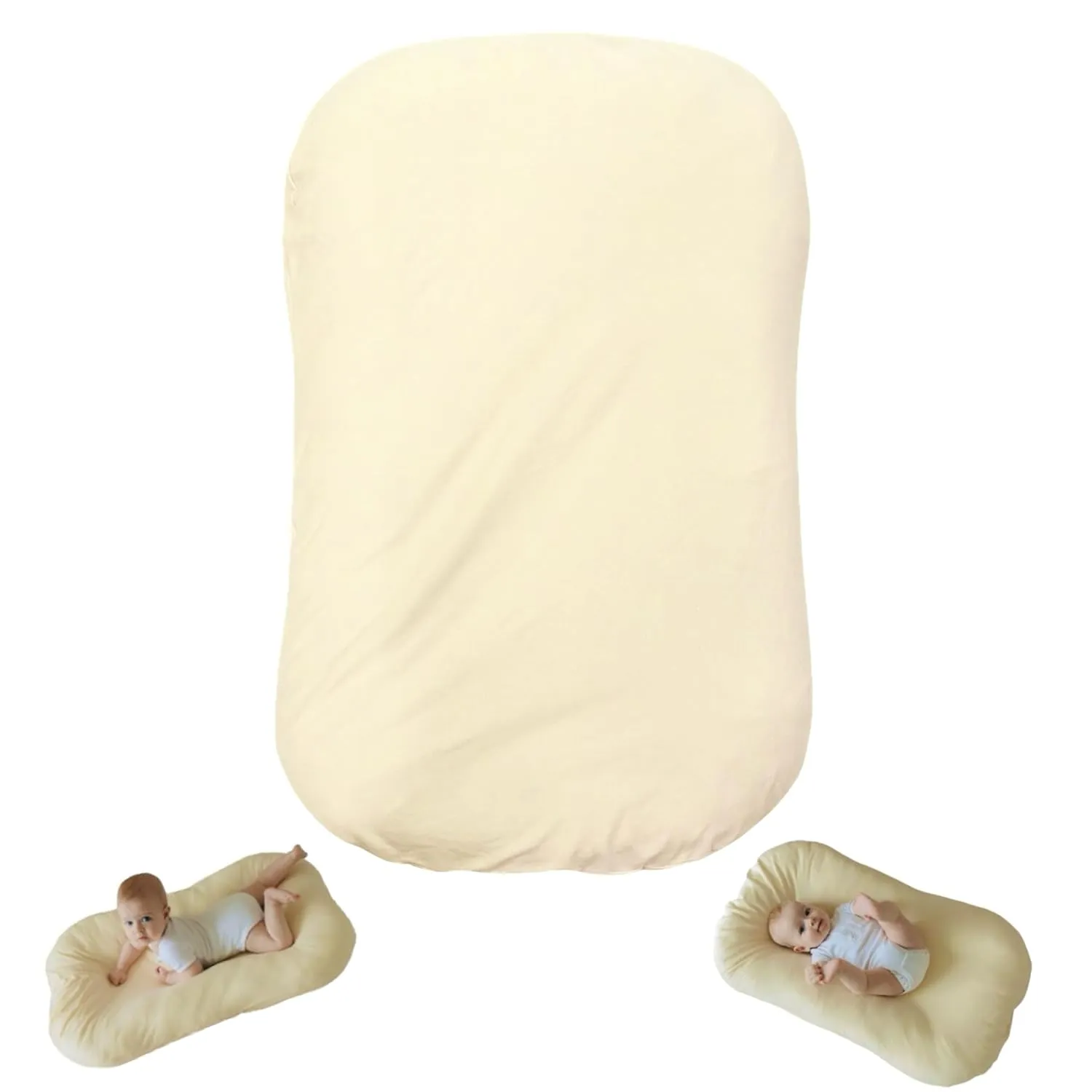 Snuggle Style Baby Nest, Baby Lounger, Organic Cotton Lounger for Baby, Breathable Portable Secure - Snuggle Collection (Cream)