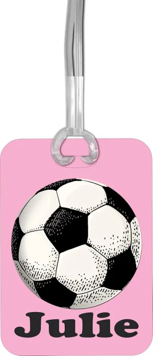 Soccer Gifts for Girls Team, Personalized Backpack Name Bag Tag, Christmas Stocking Stuffer, Teen Sports Present Idea (Pink)