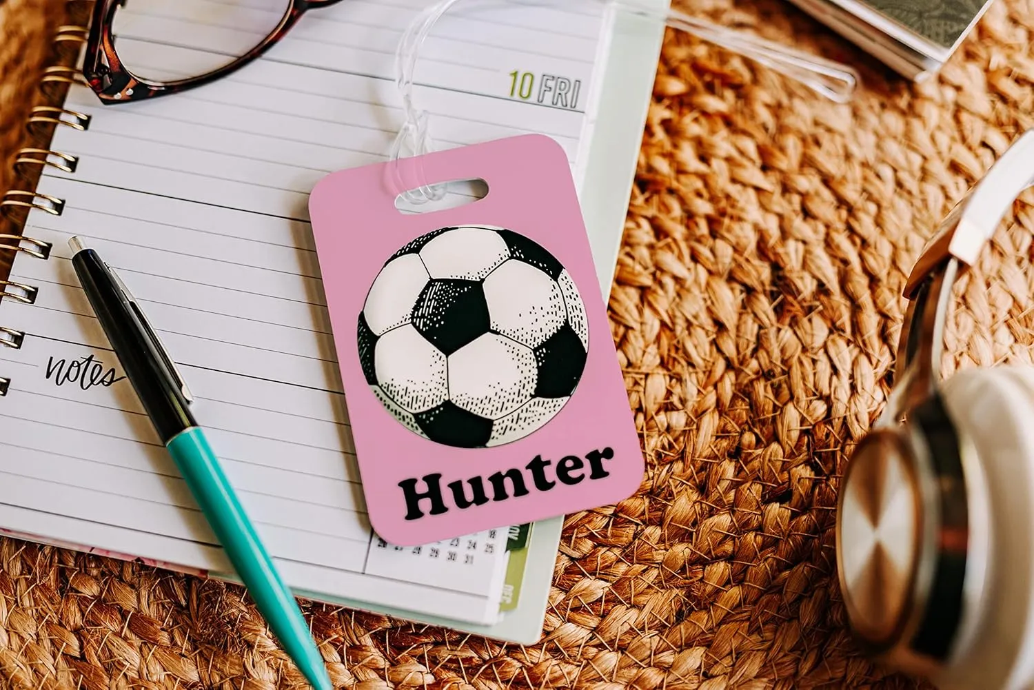 Soccer Gifts for Girls Team, Personalized Backpack Name Bag Tag, Christmas Stocking Stuffer, Teen Sports Present Idea (Pink)