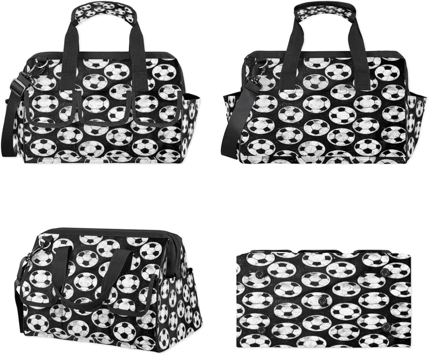 Soccer Heavy Duty Tool Bags for Men and Women 14.8 Inch, Soft Wide Mouth Tool Tote Organizer Bag with Adjustable Shoulder Strap
