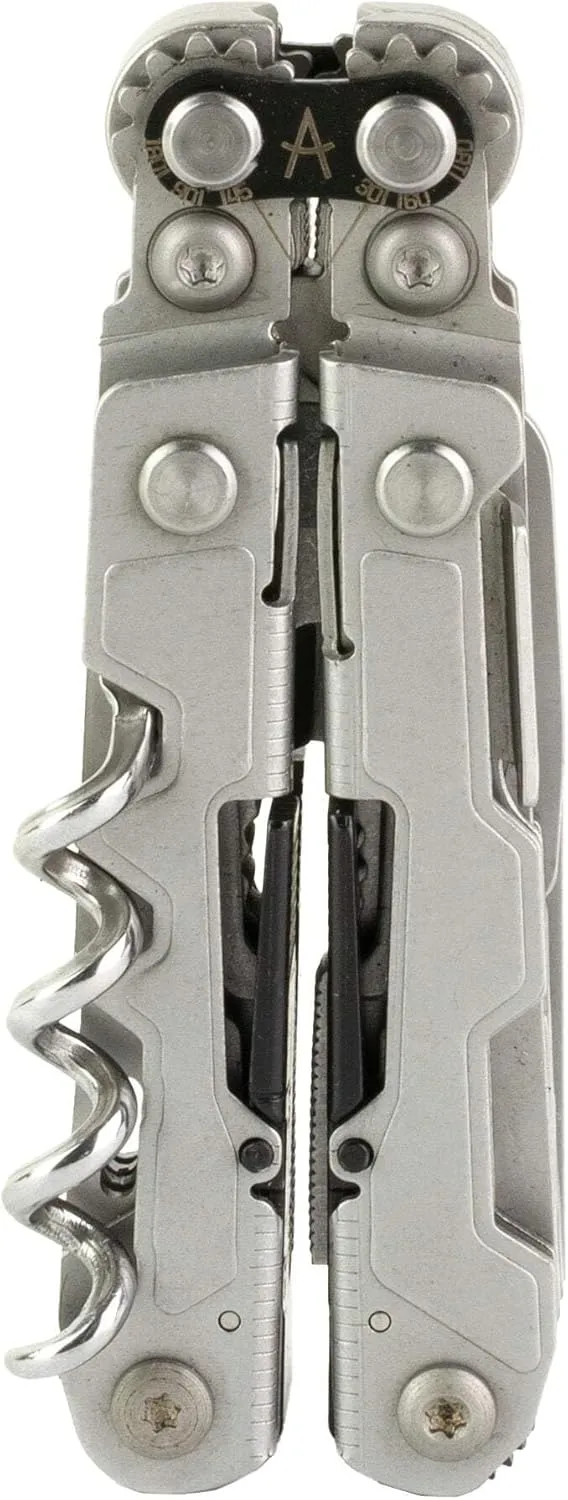 SOG PowerLitre Mini Utility Multi-Tool w/ 19 Lightweight Tools, Compact 5 Inch Long Utility Tool with Knife, Screwdriver, Hex Bit Holder, Stone Wash