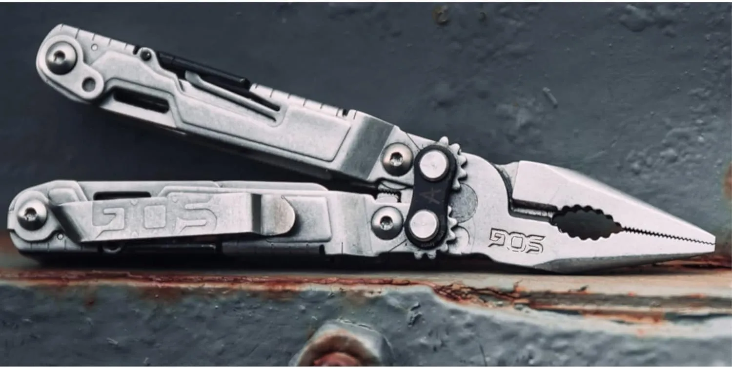 SOG PowerPint Mini Compact Stainless Steel Multi-Tool |18 Lightweight Specialty Tools & SOG Multitool Pliers Pocket Knife, Stone Wash