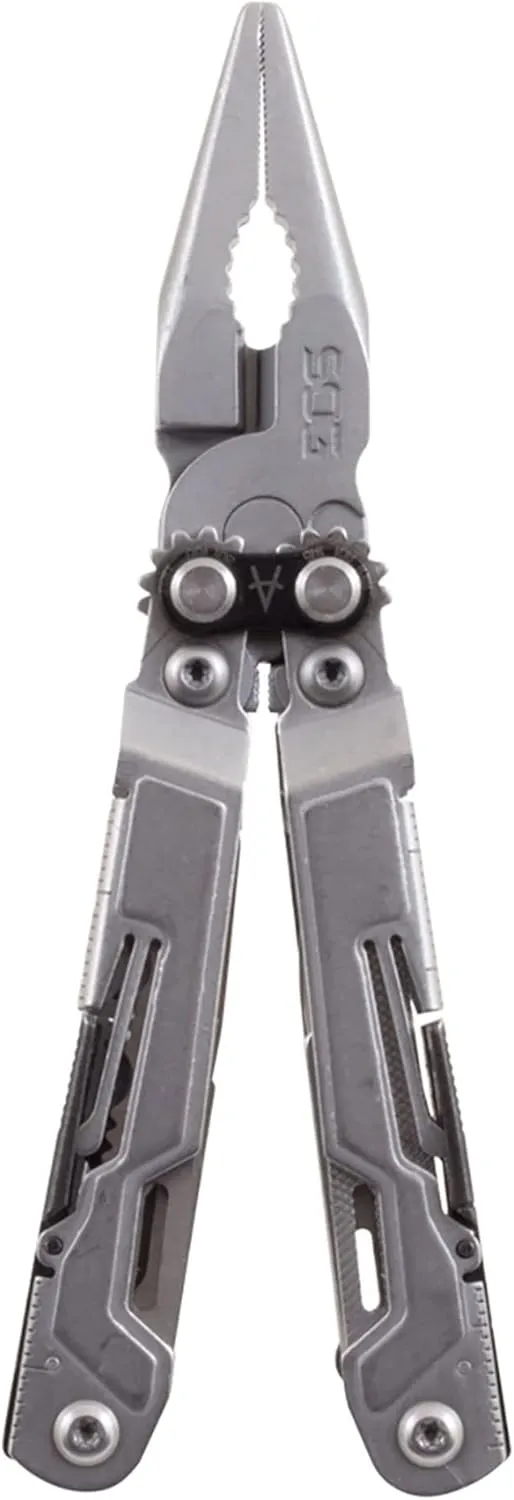 SOG PowerPint Mini Compact Stainless Steel Multi-Tool |18 Lightweight Specialty Tools & SOG Multitool Pliers Pocket Knife, Stone Wash