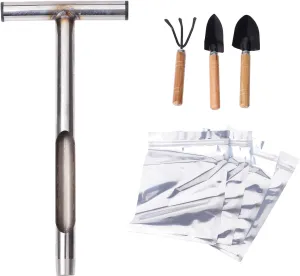 Soil Sampler Probe Stainless Steel TStyle Handle with 4 Bags Soil Test Plant Soil Sampler Probe Rod