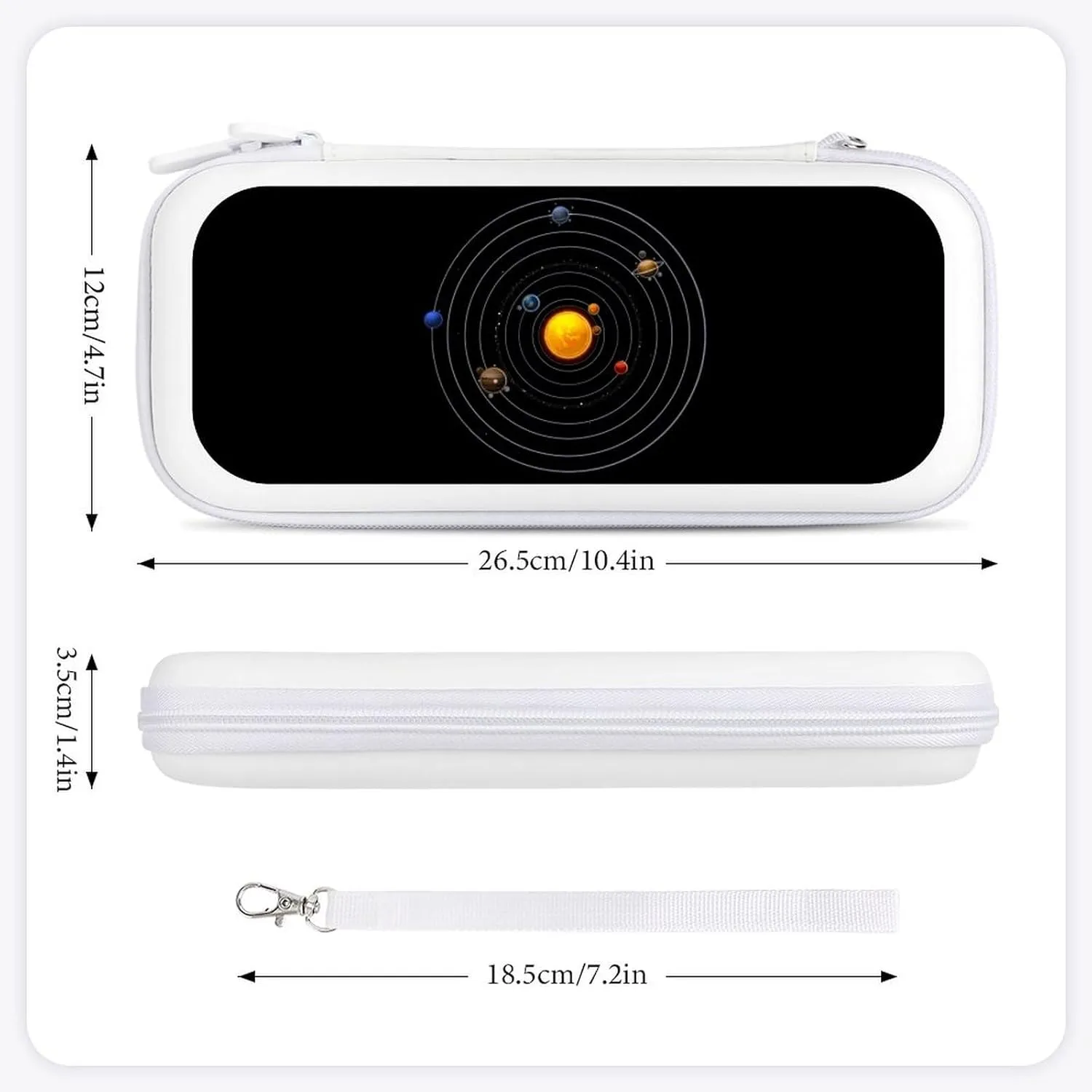 Solar System Planets Compatible with Switch Carrying Case Hard Travel Game Bag Pouch with 15 Games Accessories White-Style, 26.5x12x3.5cm