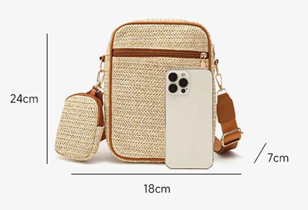 Solyinne Straw Bags for Women Small Crossbody Bag Woven Purse Cute Shoulder Bags for Travel Beach Summer Designer Trendy