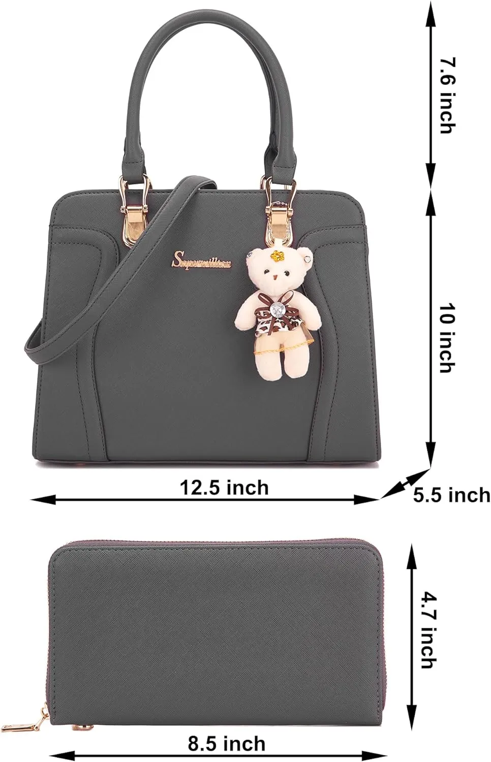 Soperwillton Purses for Women Crossbody Shoulder Handbags Top Handle Satchel Tote Bag Wallet Set 3pcs