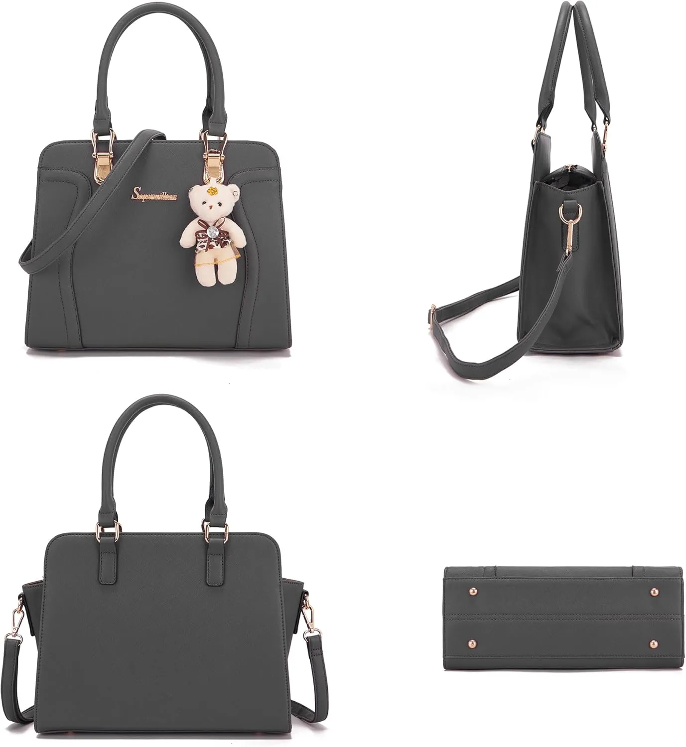 Soperwillton Purses for Women Crossbody Shoulder Handbags Top Handle Satchel Tote Bag Wallet Set 3pcs