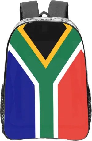 South African flag Print LargeTransparent Backpack Functional Clear PVC Bag Suitable Stadium Events Travel