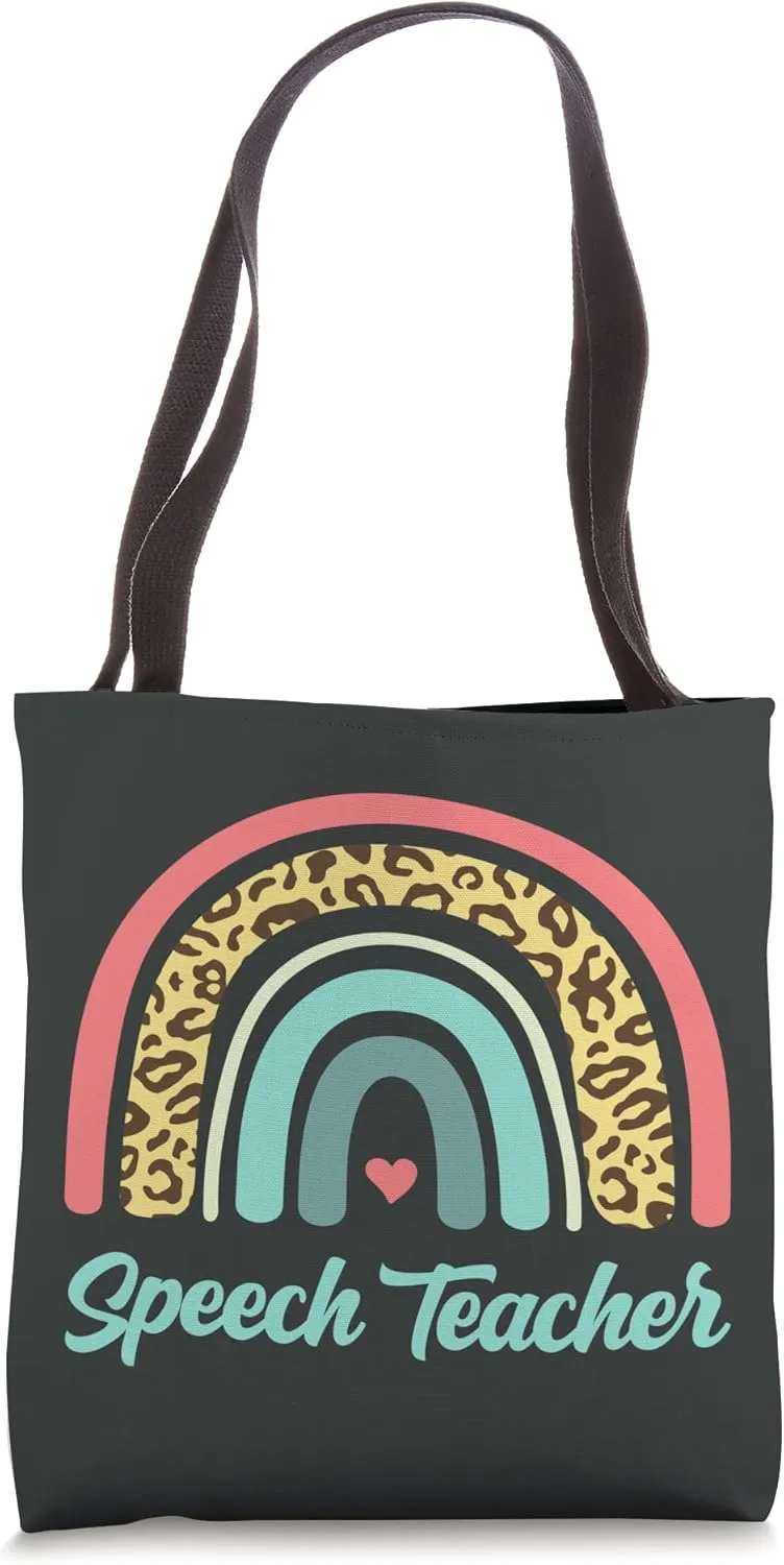 Speech Teacher Boho Leopard Rainbow Teaching Teach Debate Tote Bag