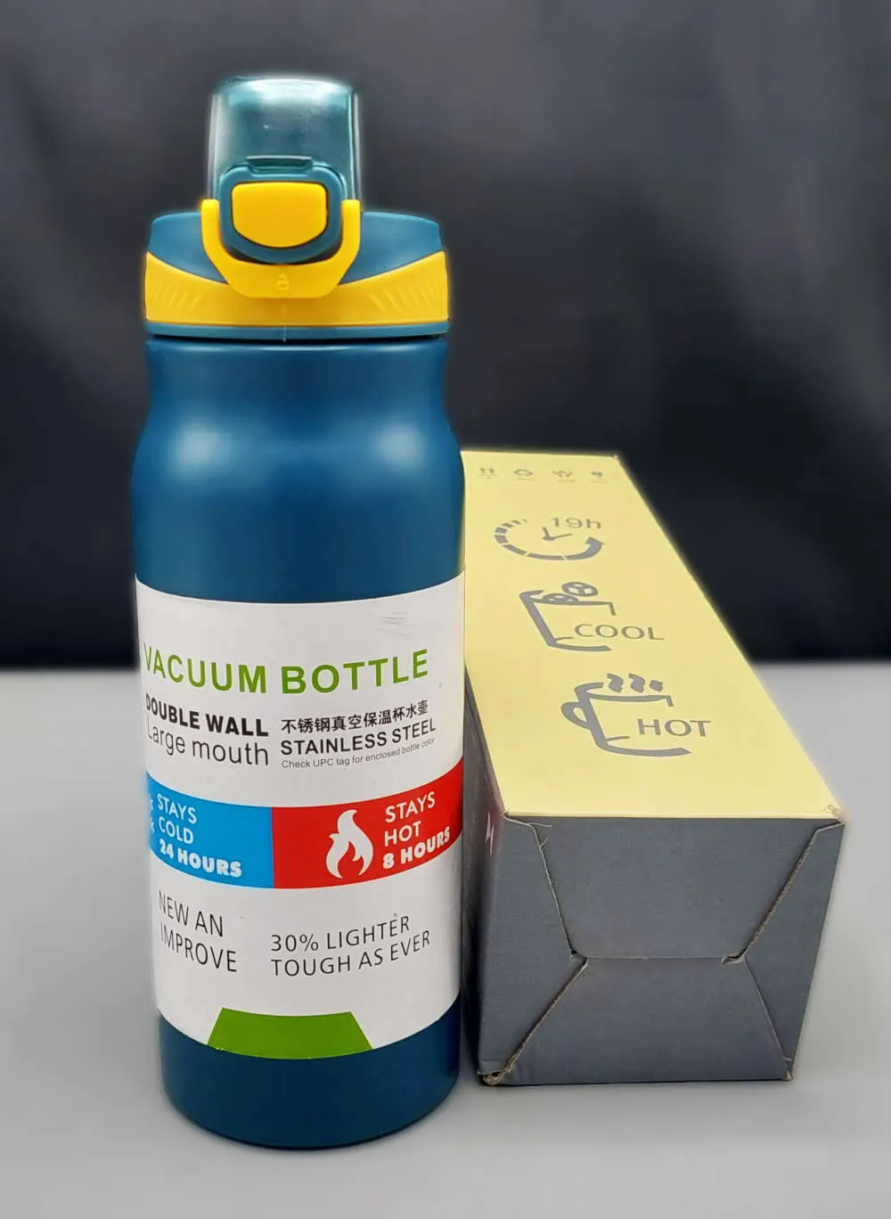 Sport Thermal Water Bottle, Portable High Capacity Double Wall Stainless Steel Vacuum Insulated Beverage Container For Outdoor Hot And Cold Resistant