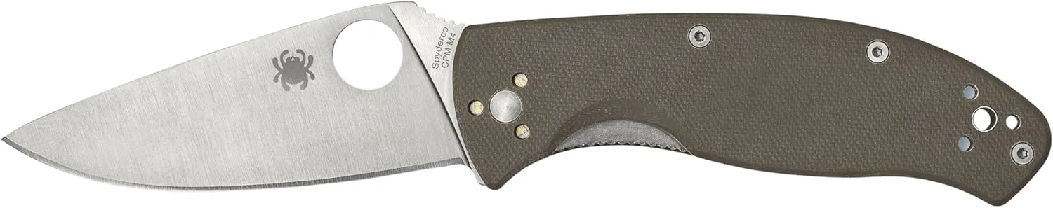 Spyderco Tenacious Folding Utility Pocket Knife - 3.35" Brown, CPM M4 Steel Blade, G-10 Handle, PlainEdge - C122GBNM4P