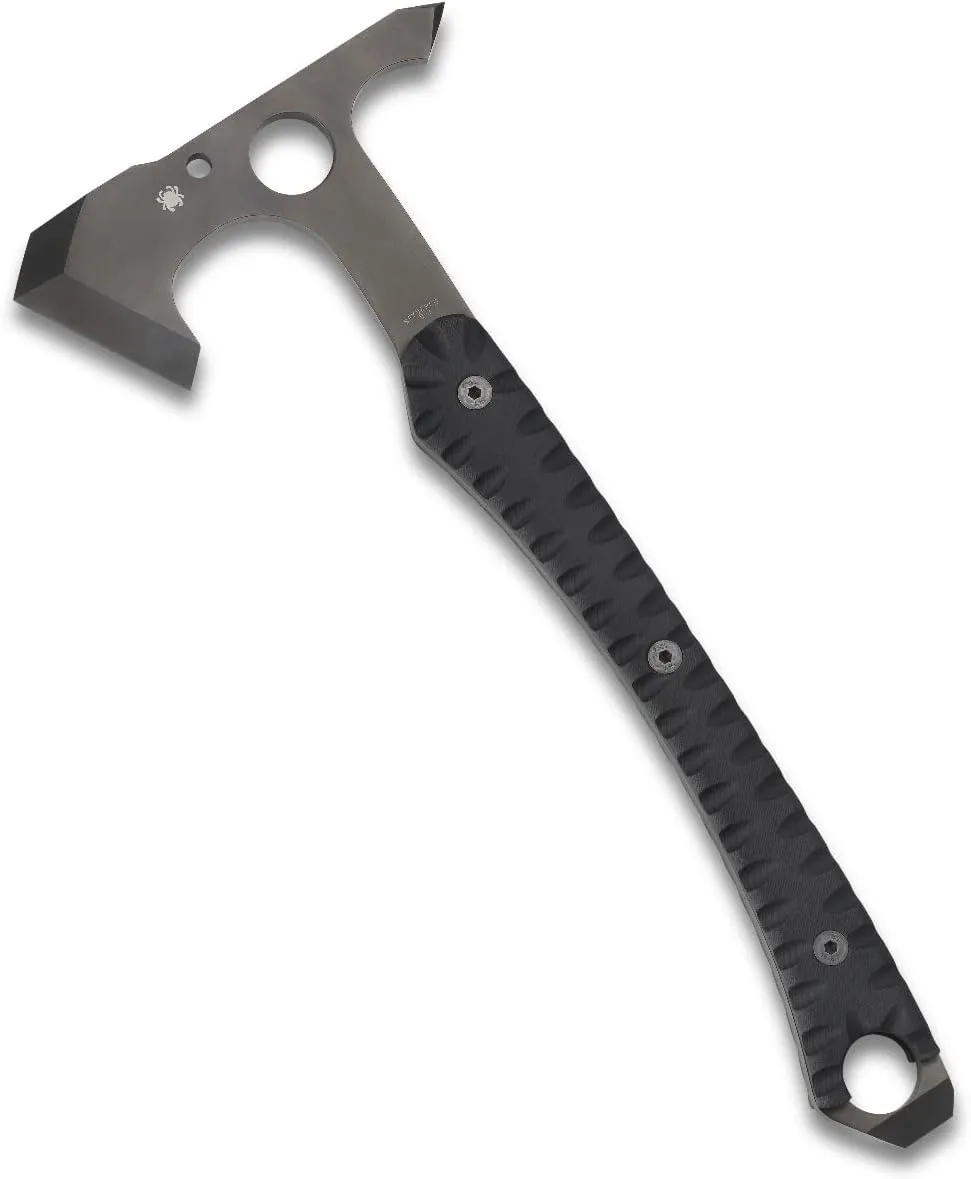 Spyderco Warrior Hawk Utility Tomahawk with Tough D2 Steel Head and 13.68" G-10 Scaled Handle - Includes Custom-Molded Boltaron Sheath and Padded Zipper Pouch - H03