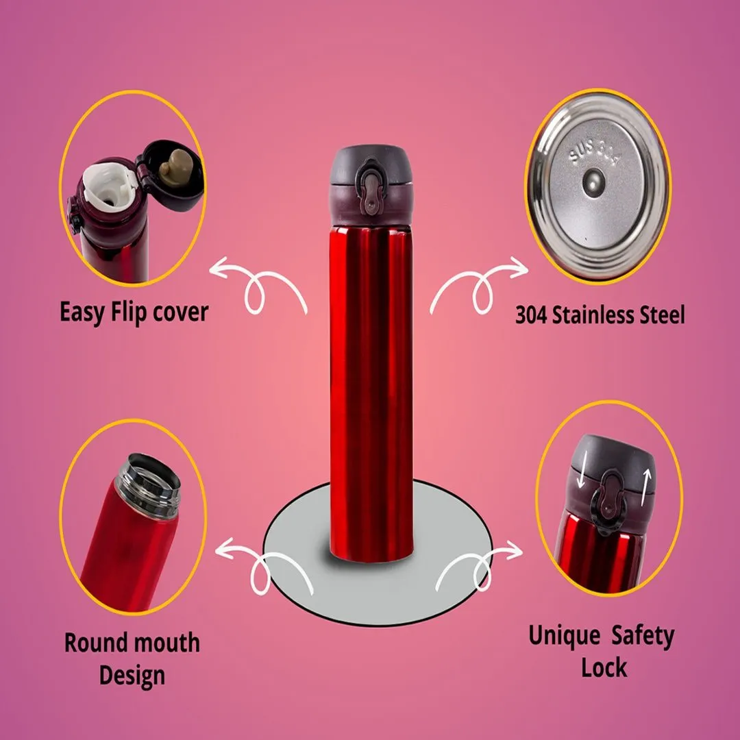 Stainless Steel Thermos Flask, Red - 500 ml