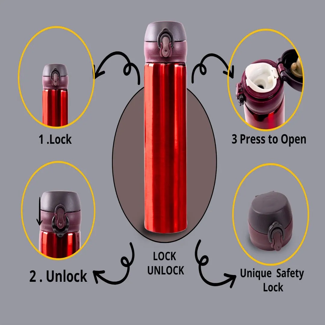 Stainless Steel Thermos Flask, Red - 500 ml