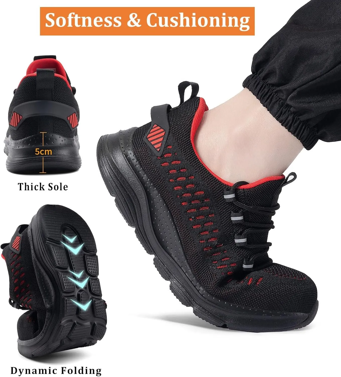 Steel Toe Shoes for Men and Women Comfortable Lightweight Work Safety Shoes Puncture Proof Slip Resistant Indestructible Sneakers Construction Work Utility