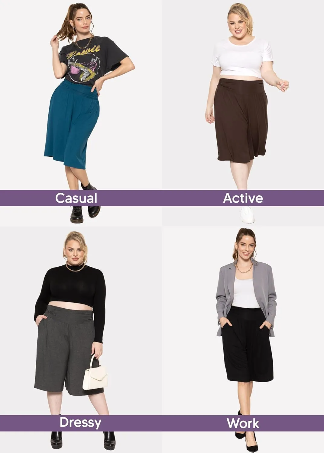 STRETCH IS COMFORT Women's Straight Leg and Flowy Gaucho Pants with Pockets | Small-5X