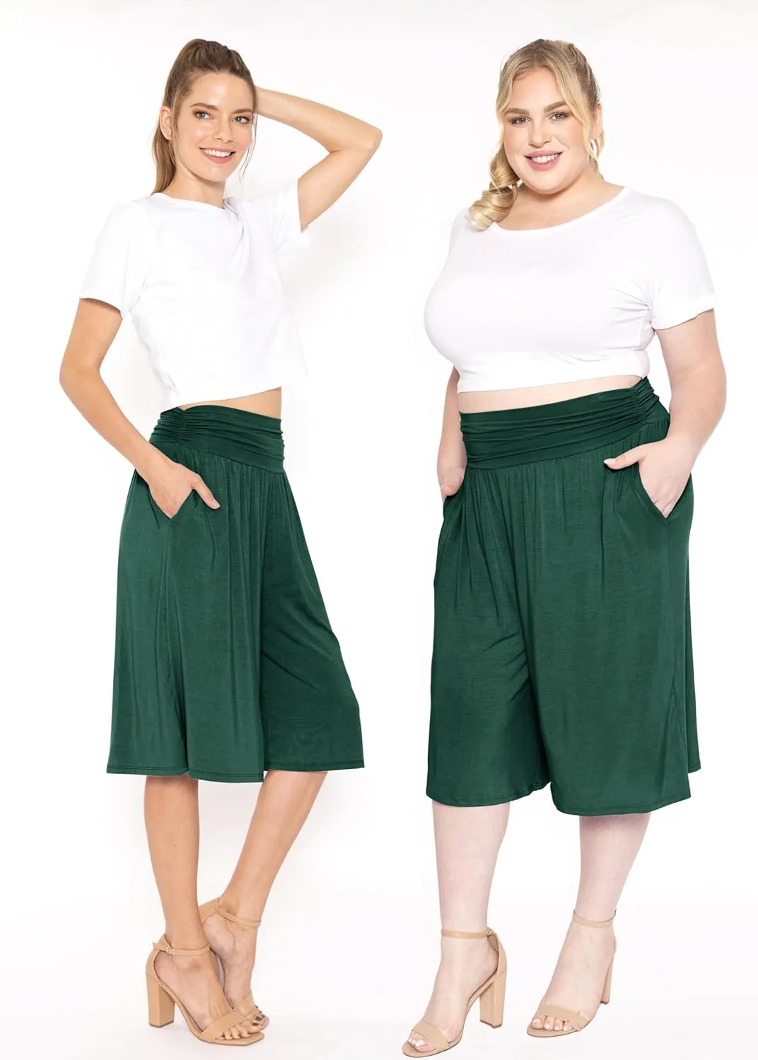 STRETCH IS COMFORT Women's Straight Leg and Flowy Gaucho Pants with Pockets | Small-5X