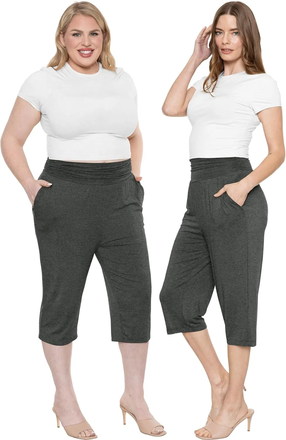 STRETCH IS COMFORT Women's Straight Leg and Flowy Gaucho Pants with Pockets | Small-5X